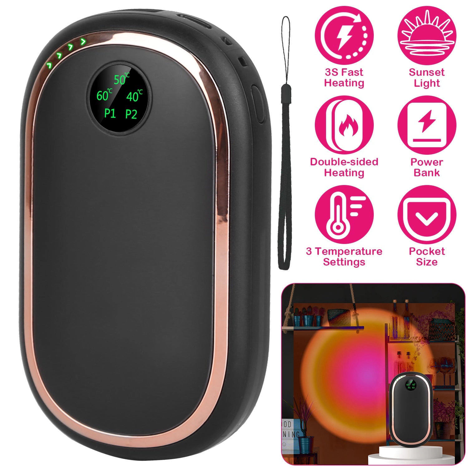 GBruno Rechargeable 2-in-1 Hand Warmer Power Bank