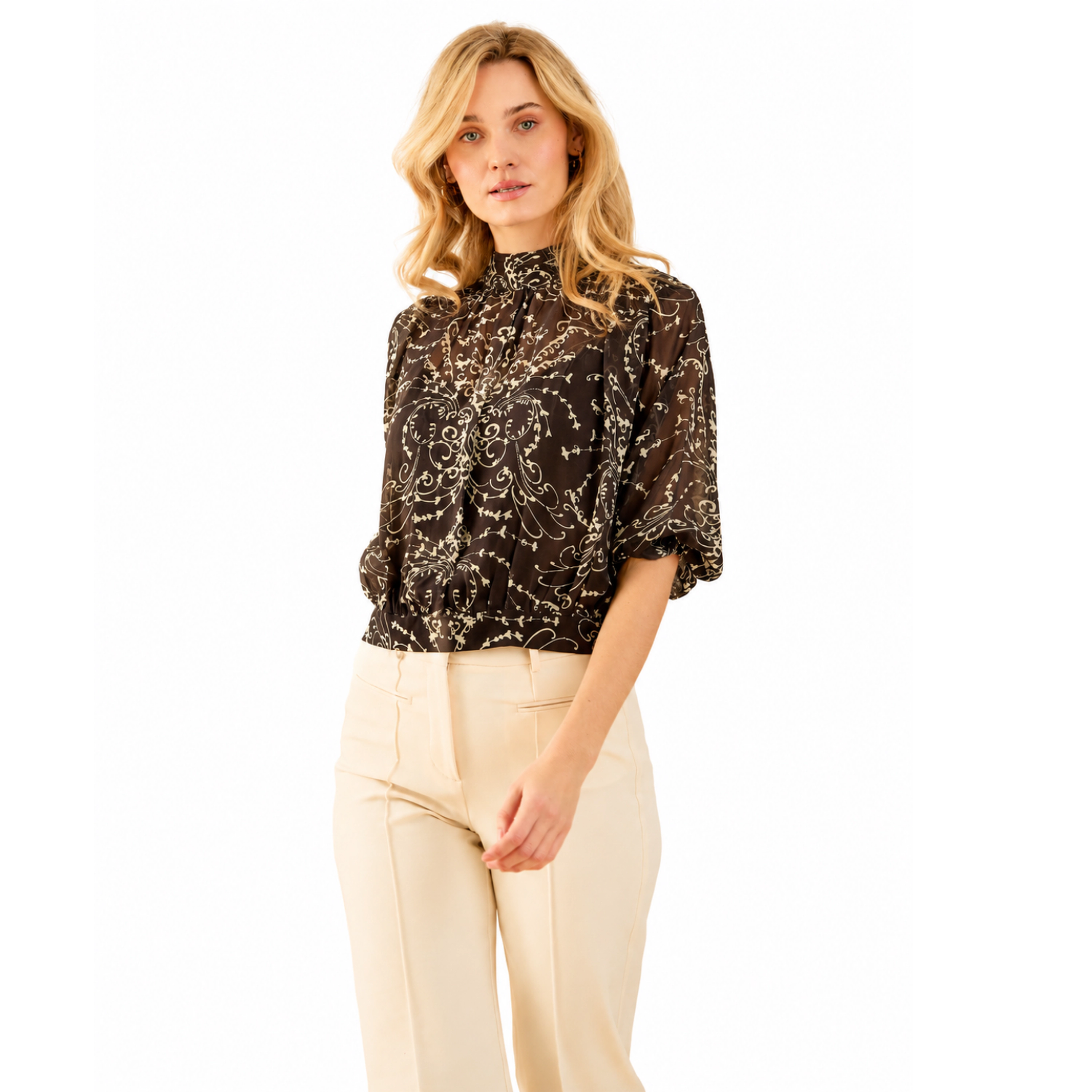 Rose & Nancy Women's Freya Black Print Blouse