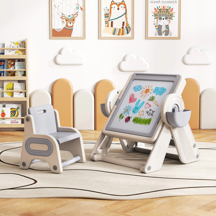 Hivvago 6-In-1 Multi-Activity Children Table And Chair Set Folding Art Easel
