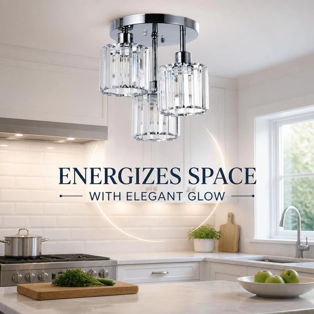 ELEMENT ACE Round Flush Mount Crystal Ceiling Light