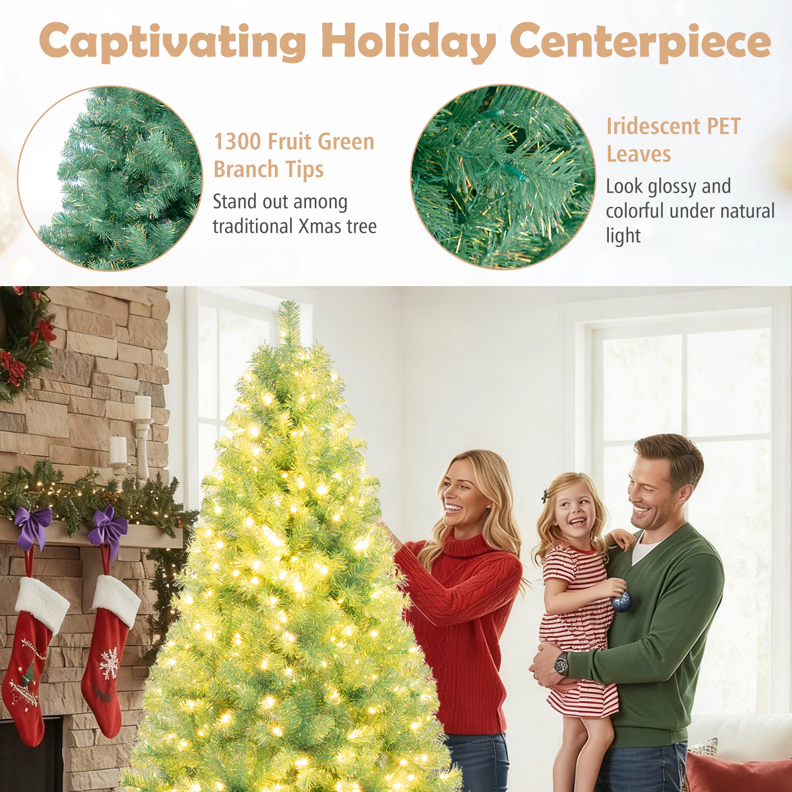 SlickBlue Colorful Artificial Christmas Tree with LED Lights
