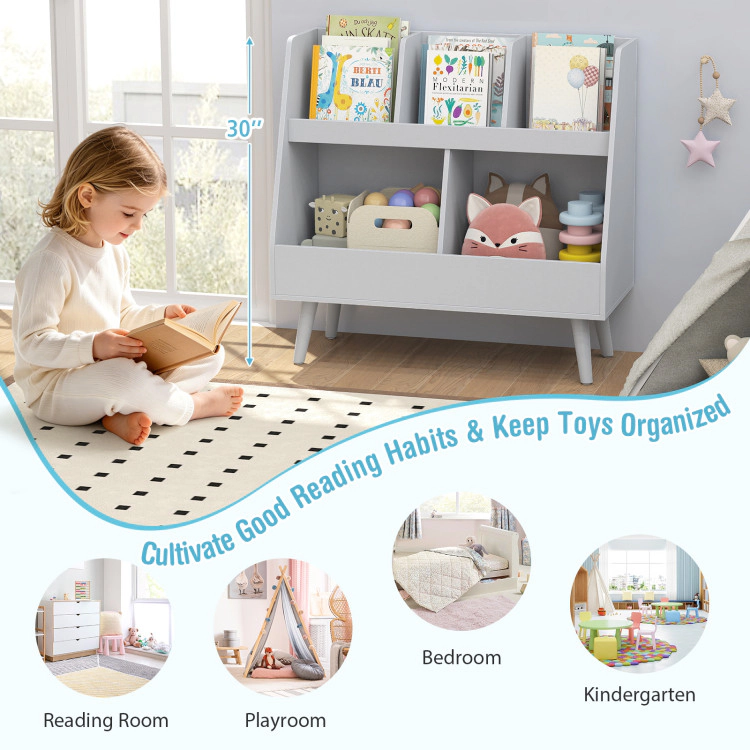 Hivvago 5-Cube Kids Bookshelf and Toy Organizer with Anti-Tipping Kits