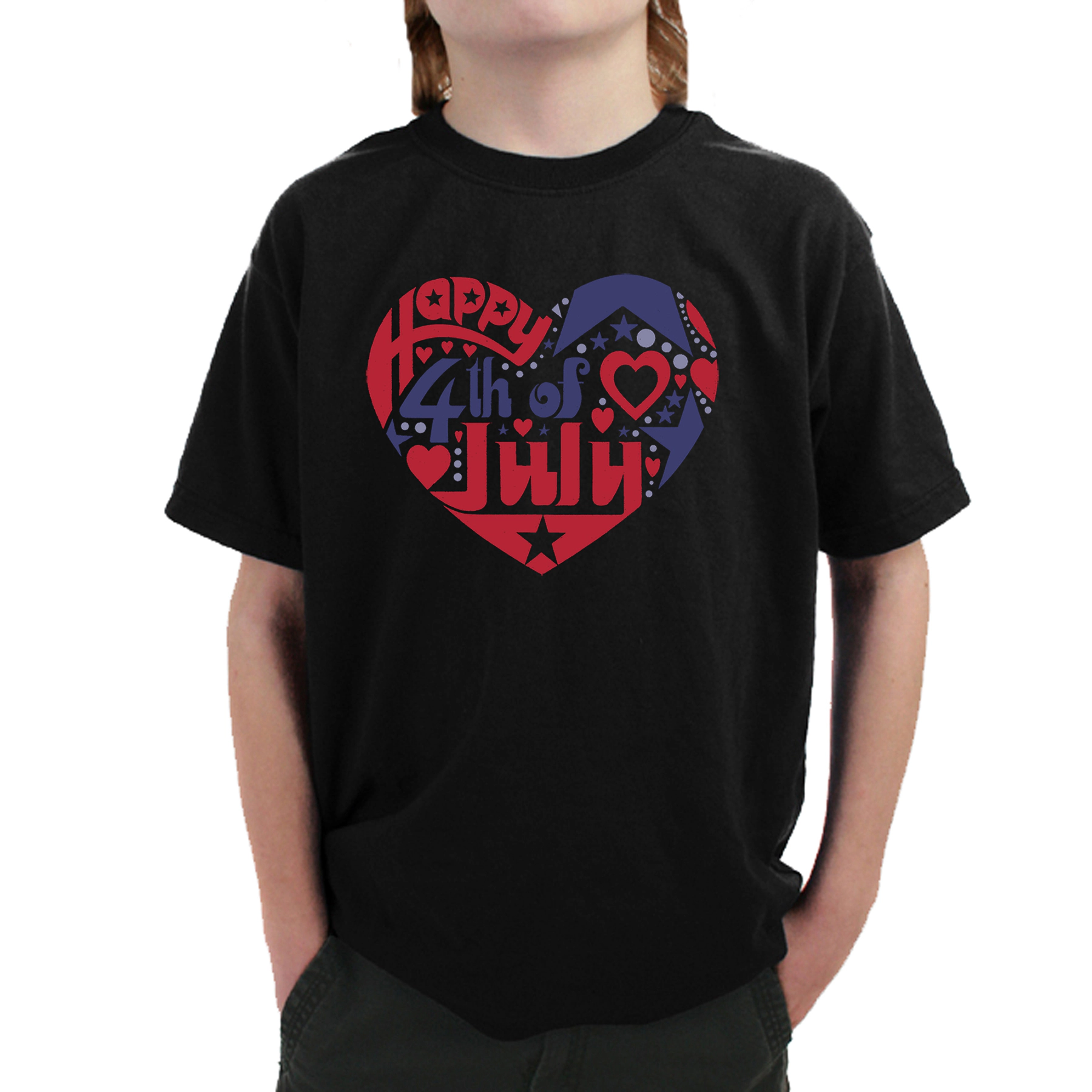 LA Pop Art Boy's Word T-Shirt - July 4th Heart