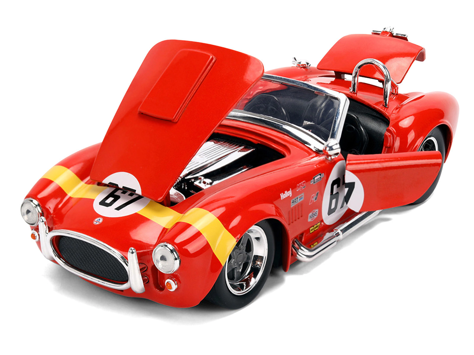 Jada 1965 Shelby Cobra 427 S/C #67 Red with Yellow Stripe "Bigtime Muscle" Series 1/24 Diecast Model Car by Jada