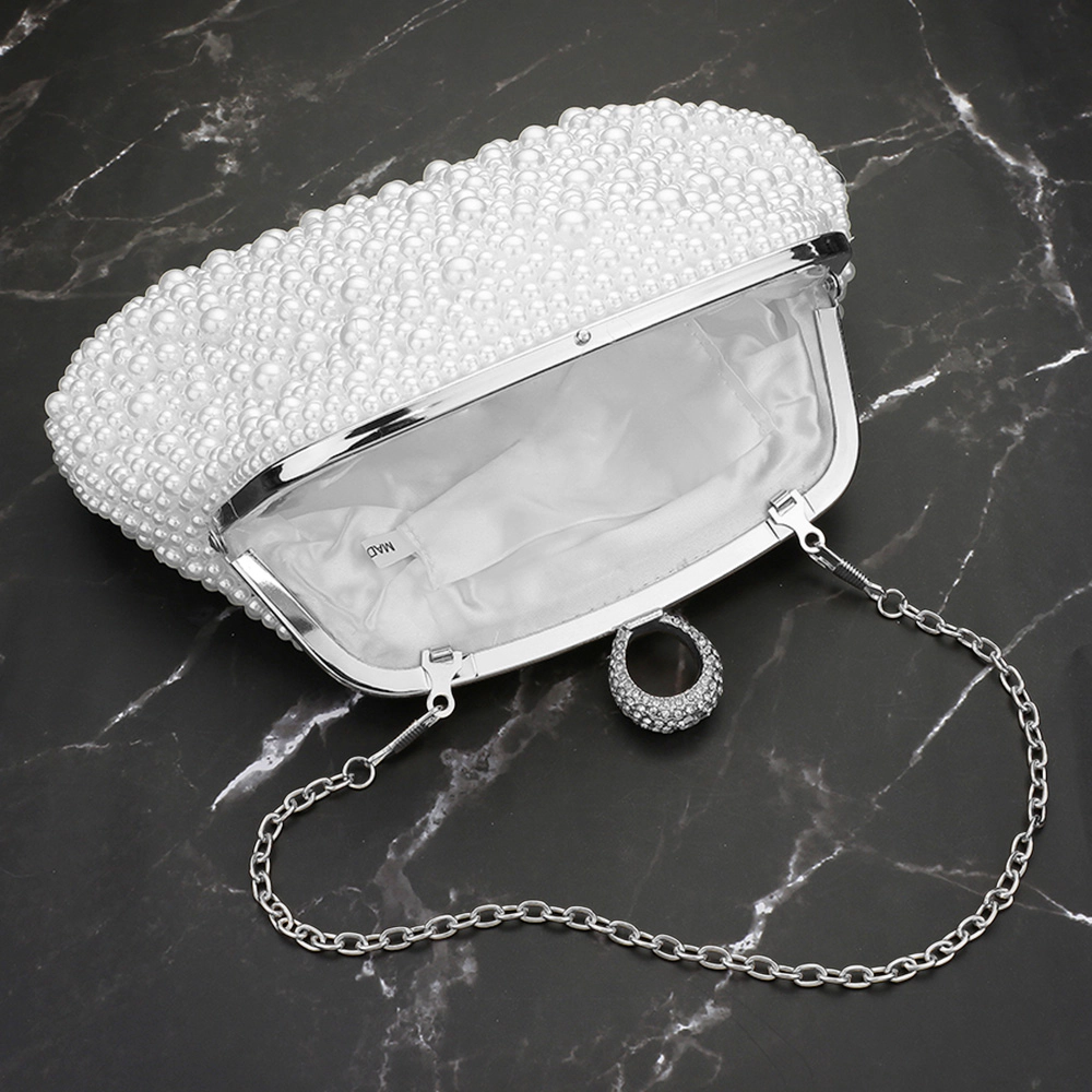 Fashnzfab Pearl Embellished Evening Clutch Bag / Crossbody Bag