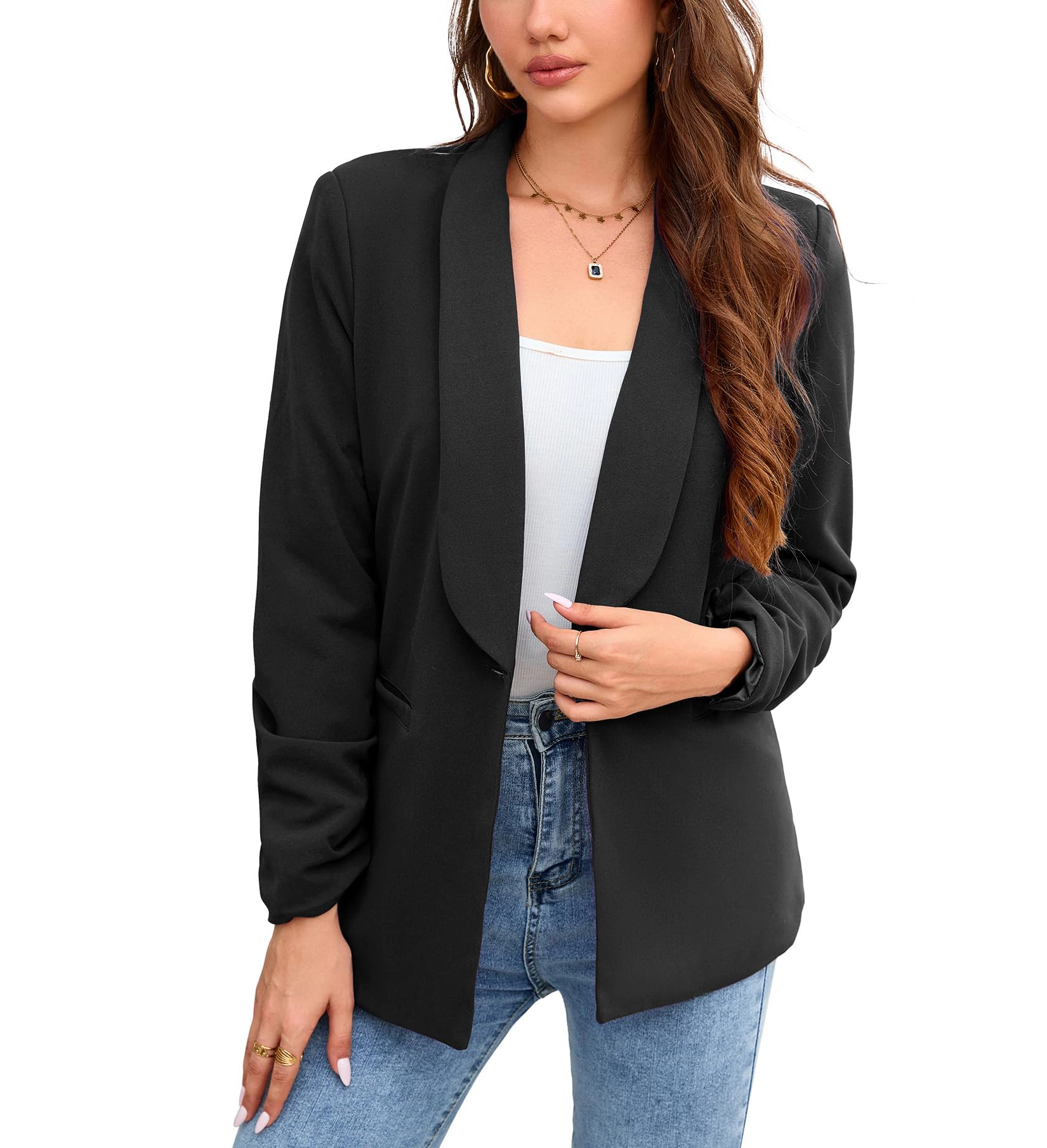 YesFashion Women's Long Sleeve Open Front Blazer