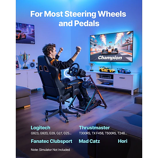 HONGGE Adjustable Foldable Racing Wheel Stand Simulator Cockpit for Logitech Thrustmaster Pedals