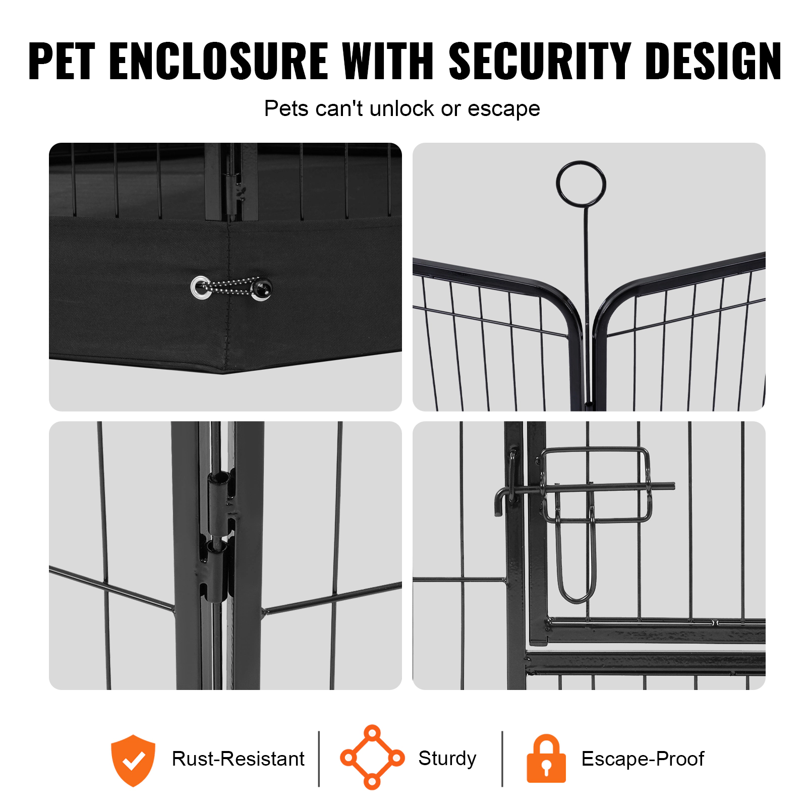 HONGGE Dog Playpen Panels Foldable Metal Pet Exercise Pen Dog Fence Indoor and Outdoor Pen with Door and 600D Oxford