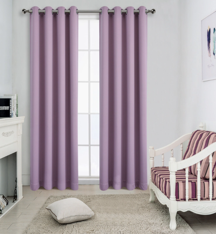 Kate Aurora 2 Piece 100% Hotel Thermal Blackout Lavender Grommet Top Curtain Panels