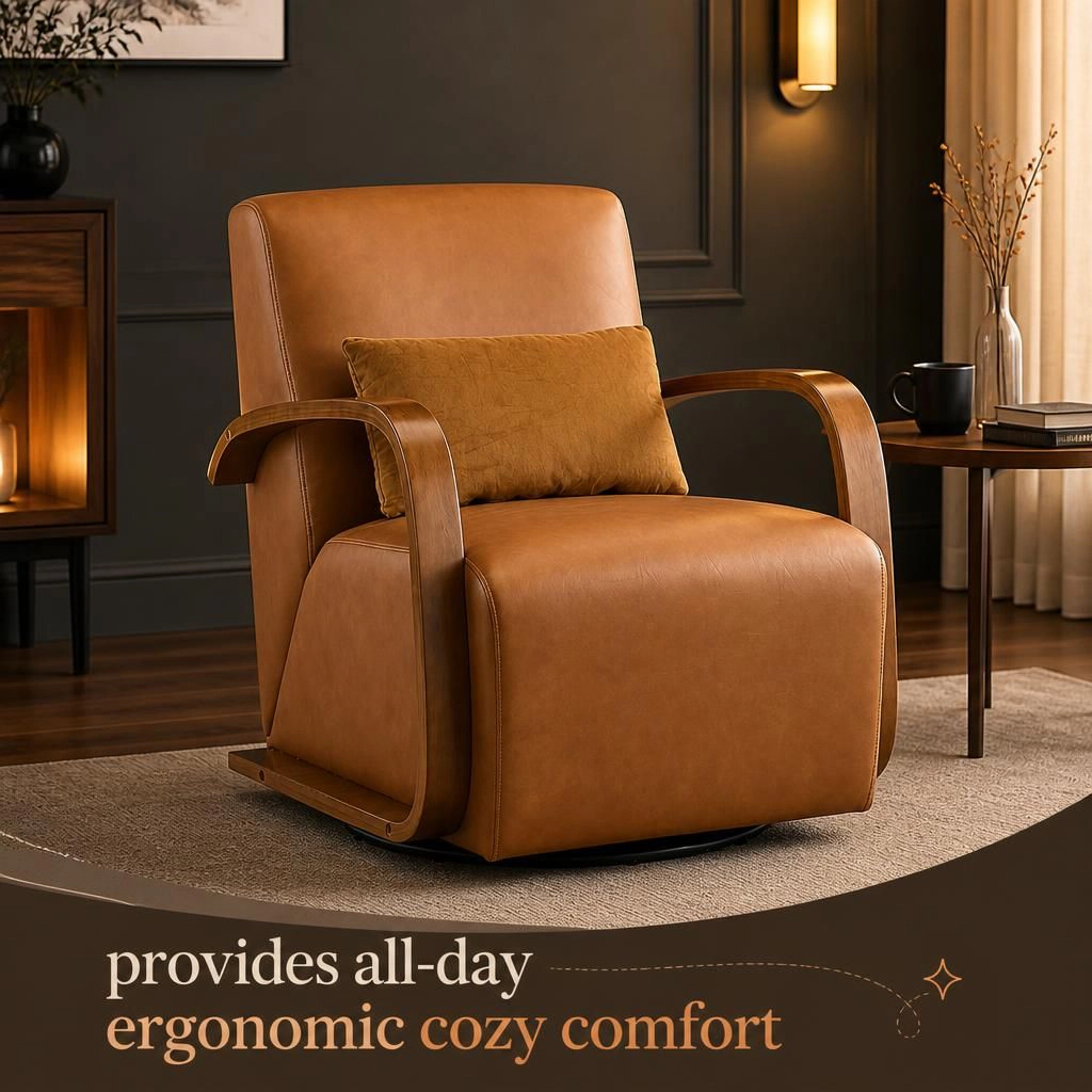 GOODSILO Bent Wood Frame Upholstered Accent Chair