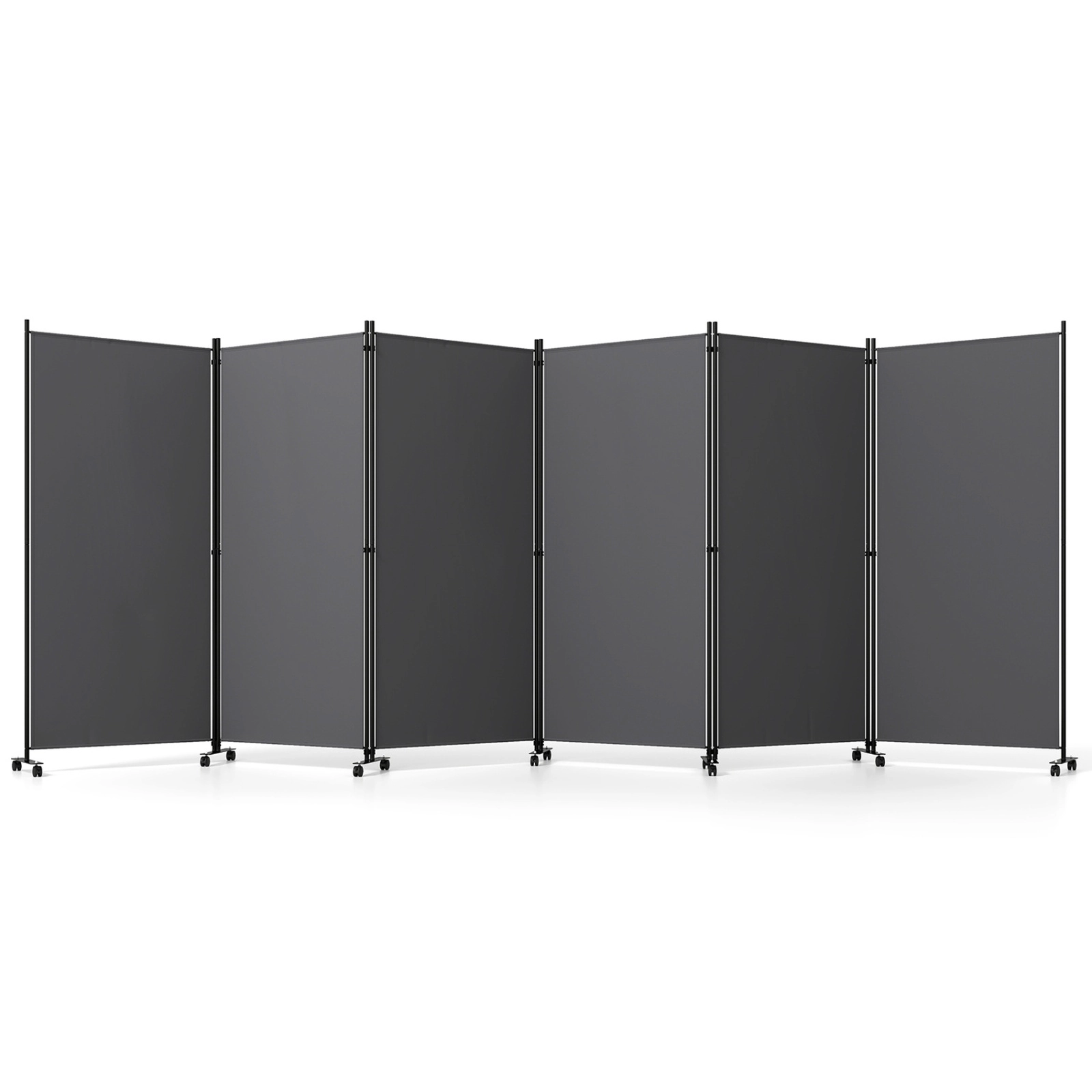 SUGIFT 6-Panel 205-in Wide Folding Privacy Screen Room Divider on Universal Wheels with 65.5-in Panels