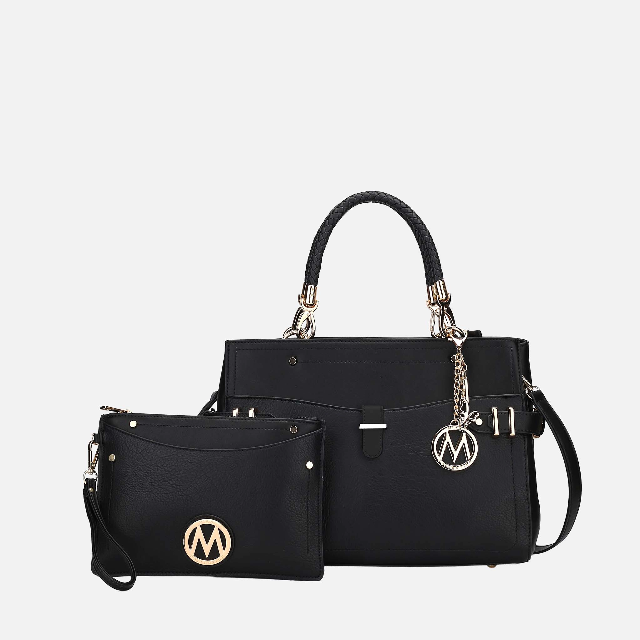 MKF Collection by Mia K Tenna Satchel Bag with Wristlet - Vegan Leather Structured Handbag