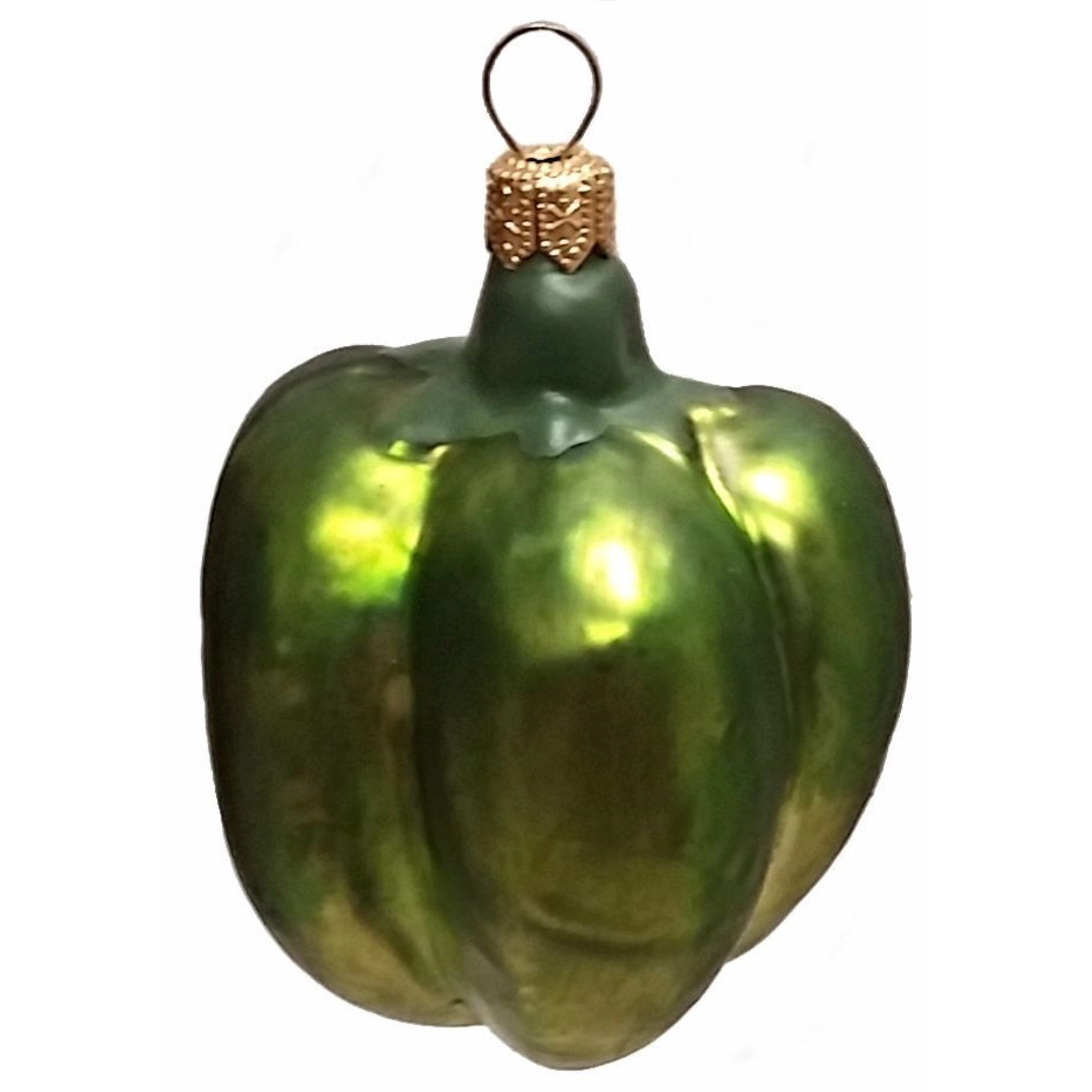 Pinnacle Peak Trading Company Half of a Green Bell Pepper Polish Glass Christmas Ornament Set of 2