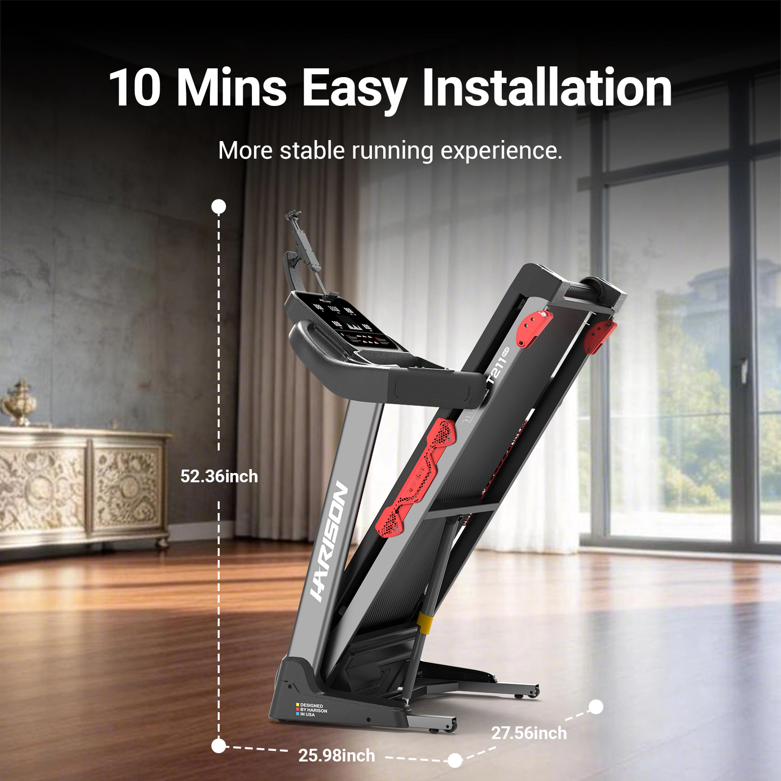 HARISON Folding Treadmill for Home, Intelligent Treadmill with Incline, Compact Running Machine