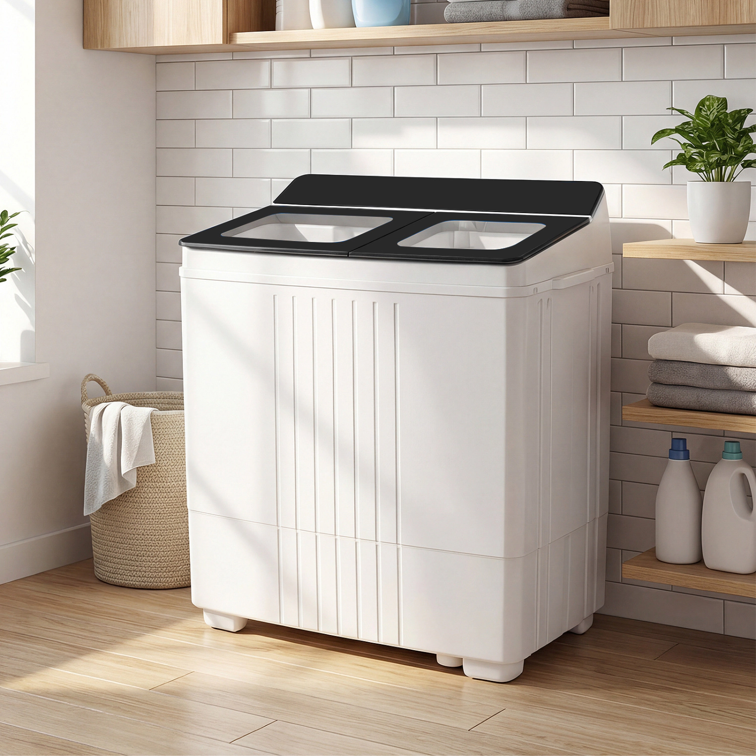 LJG Portable Washing Machine with 12 LBS Washer and 8 Spinner Combo for Apartments