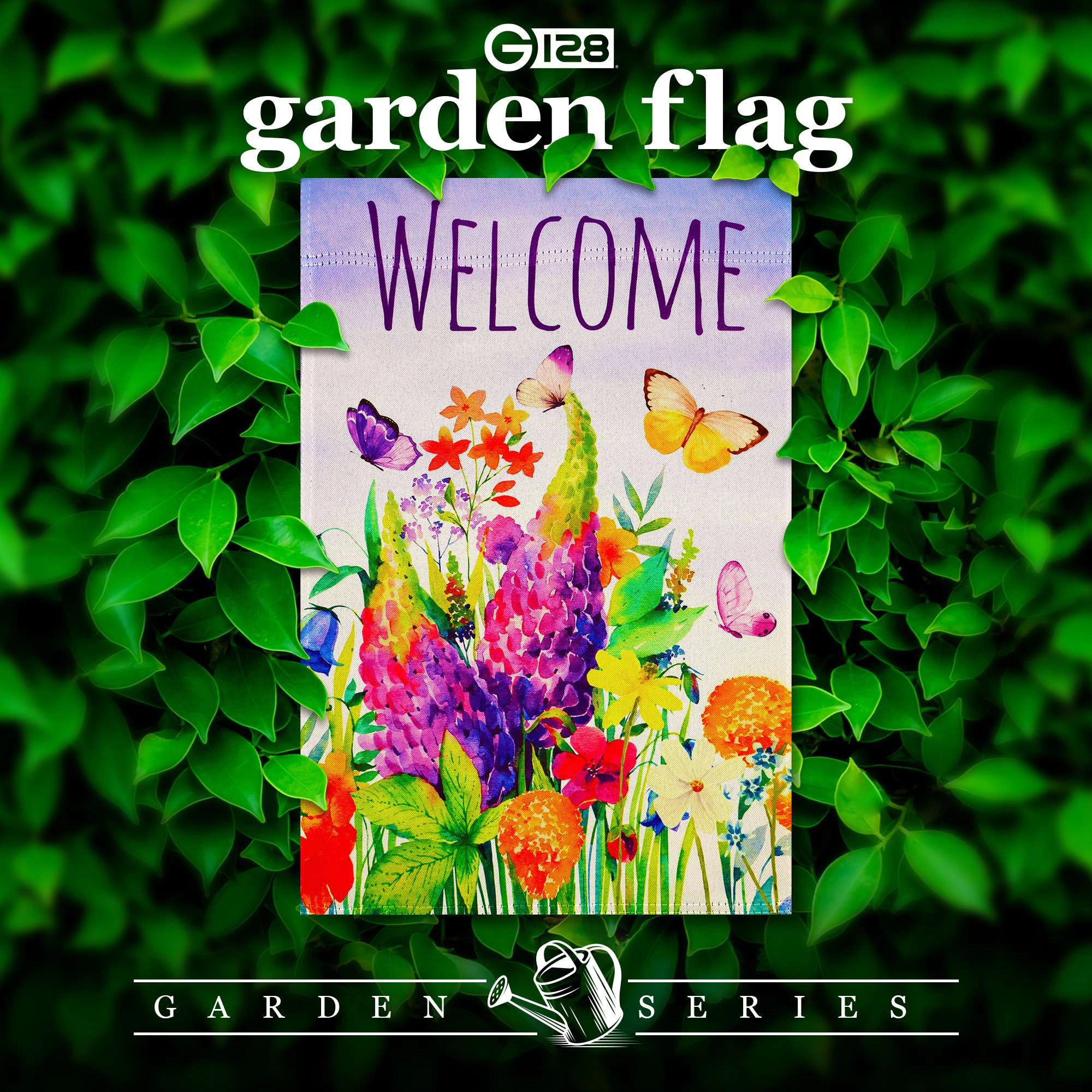 G128 12x18in Spring Floral Butterfly Double-Sided Garden Flag
