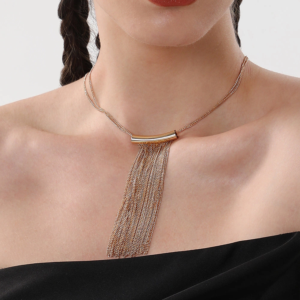 SOHI Women's California Gold the Hanging Chain Bar Lariat Necklace