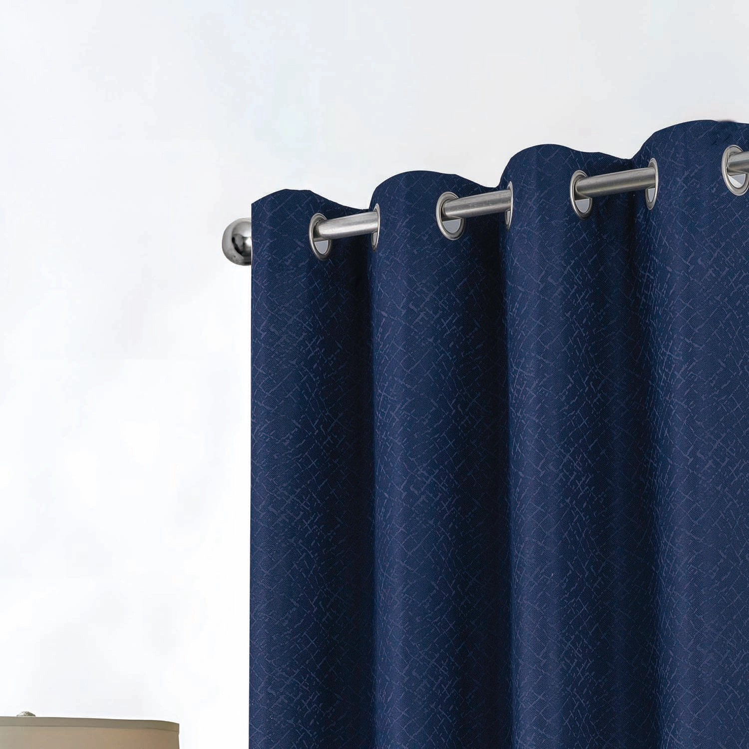 RT Designer Collection Cassi Shimmer Jacquard Grommet Curtain Panel 54" x 90" Navy Blue