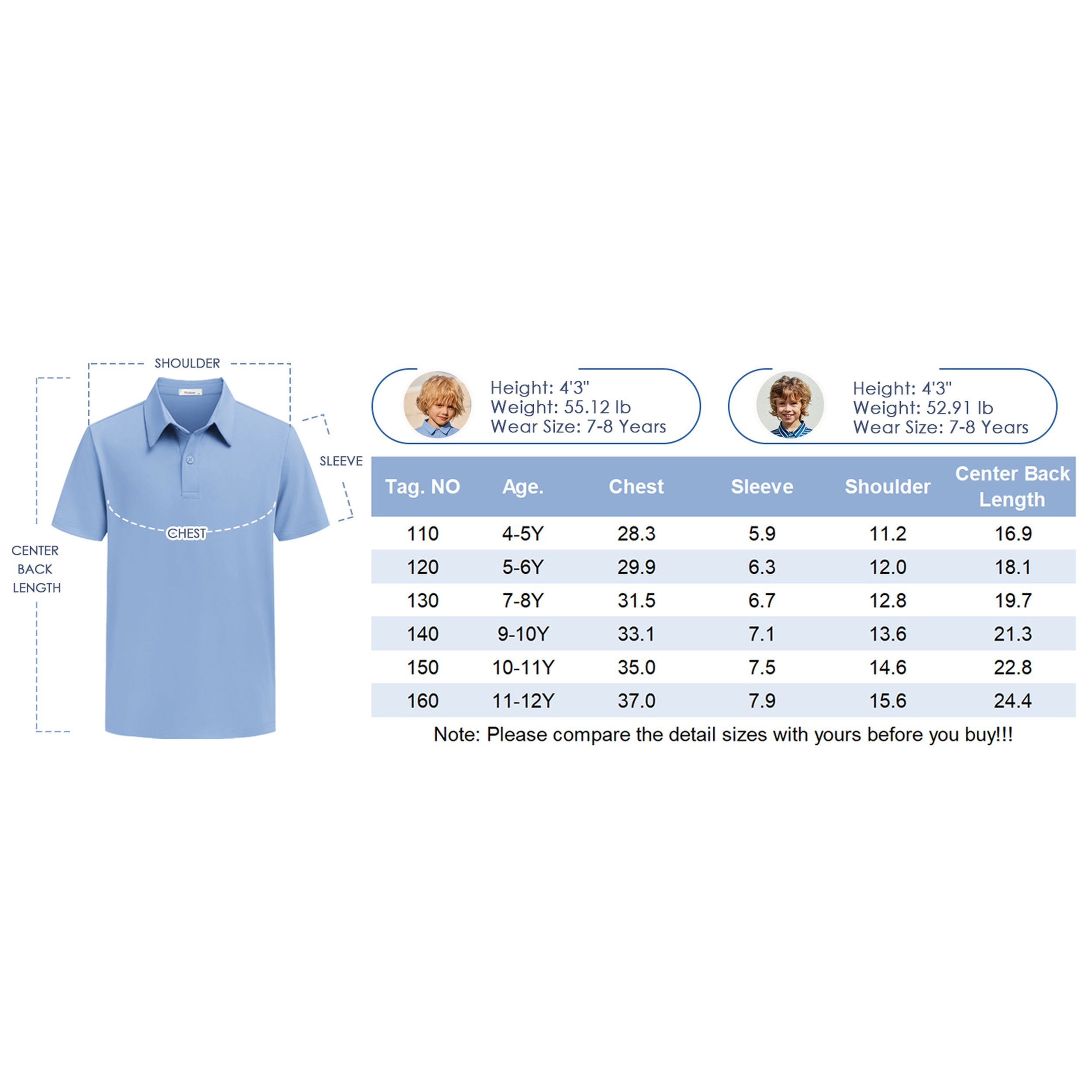 Arshiner Boys Polo Shirt Golf Stripe Short Sleeve Button Performance Sport Collared Shirts
