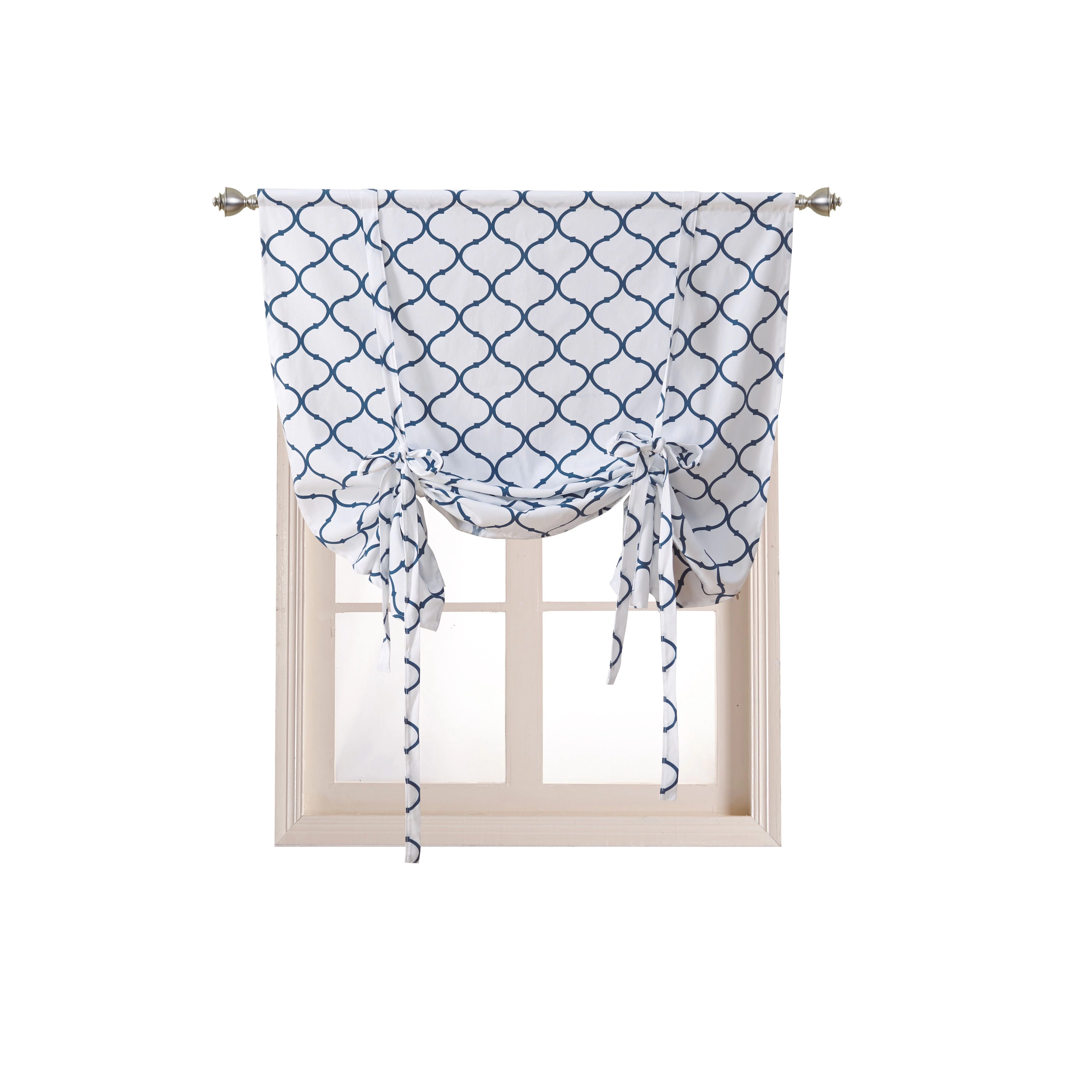 Kate Aurora Living Shabby Chic Trellis Quatrefoil Single Tie Up Window Curtain Shade