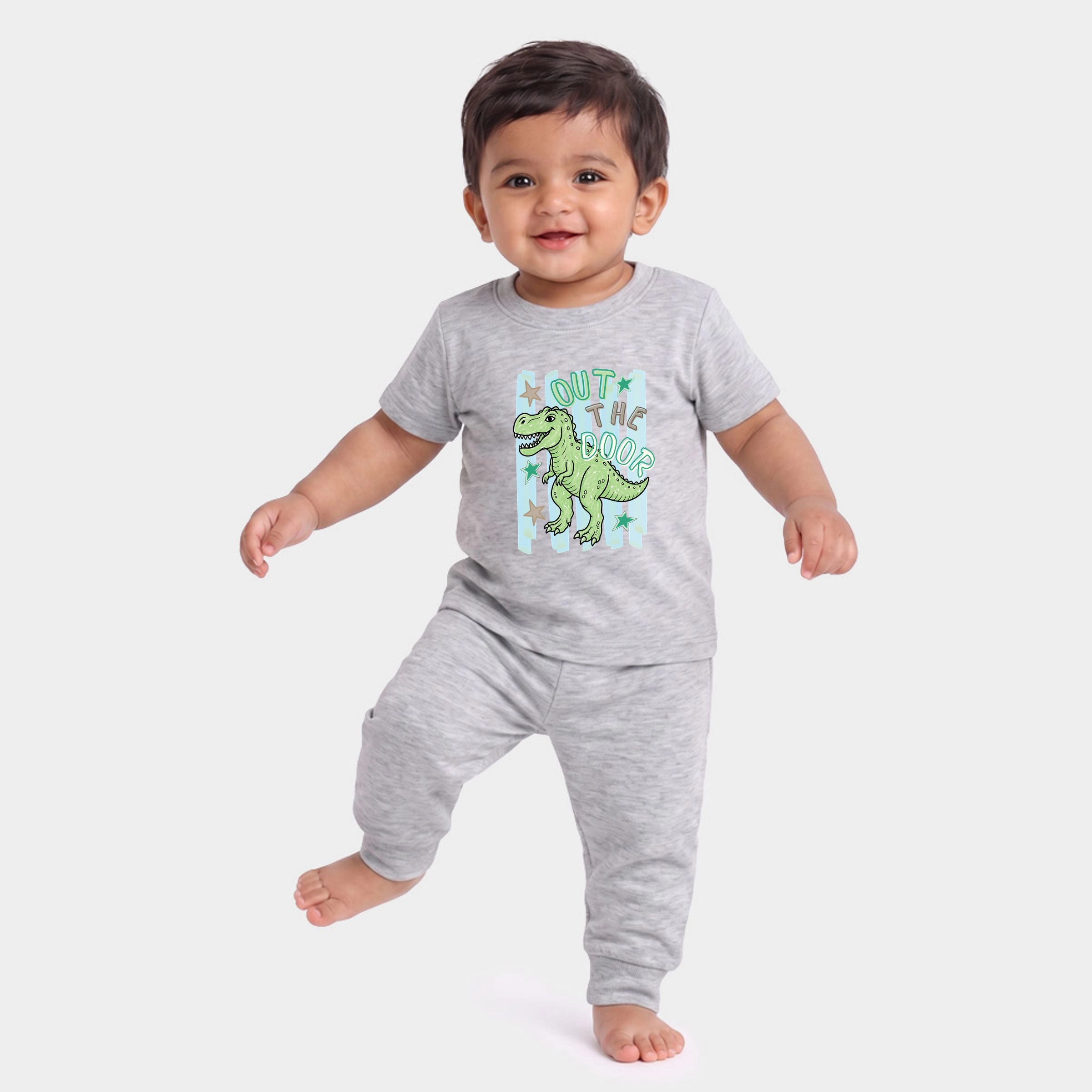 The Juniper Shop - Infant Jogger Pant Crew Set Out Door Dinosaur