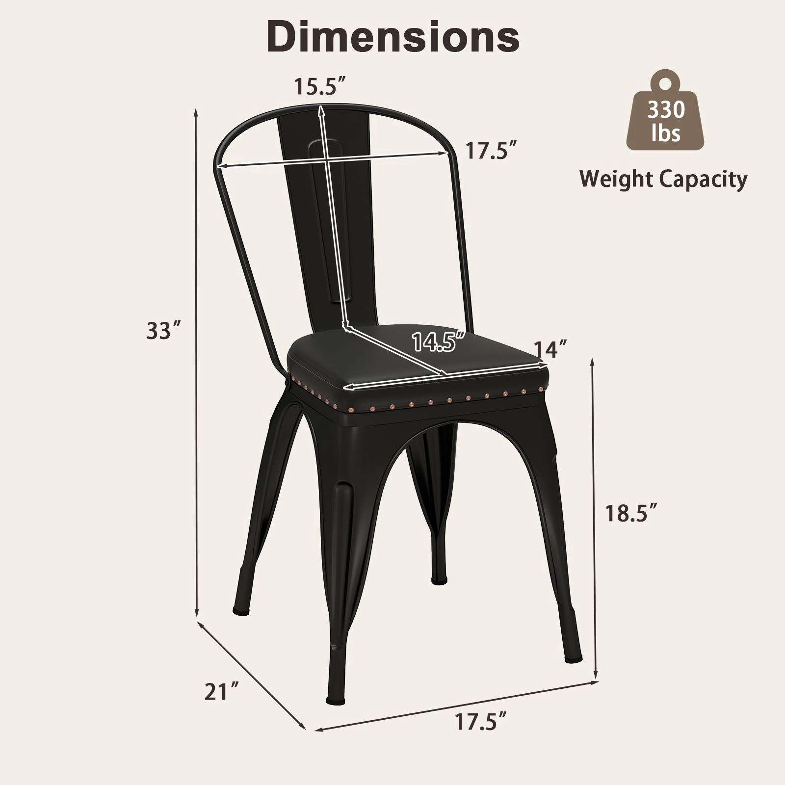 SlickBlue Stackable Cushioned Dining Chairs Set of 4