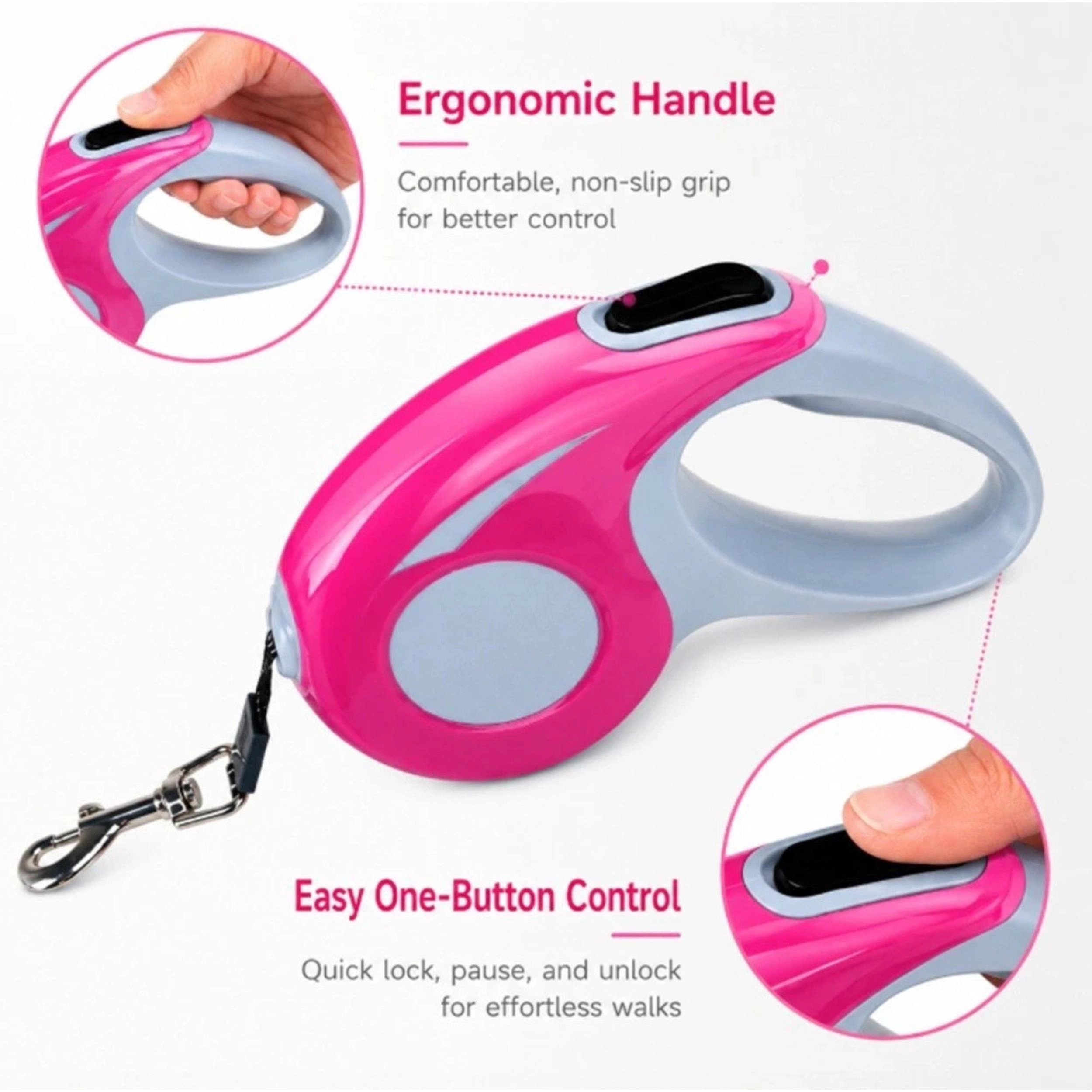 Home Collection 16-Foot Retractable Pet Leash with Locking Handle & Nylon Tape Lead