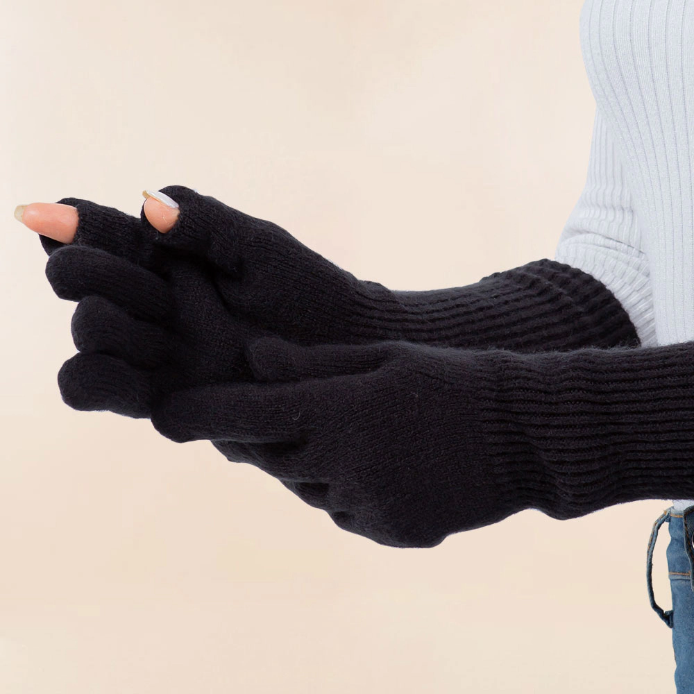 TRUEDAMES 3PCS - Solid Winter Beanie Hat Scarf Gloves Set Black