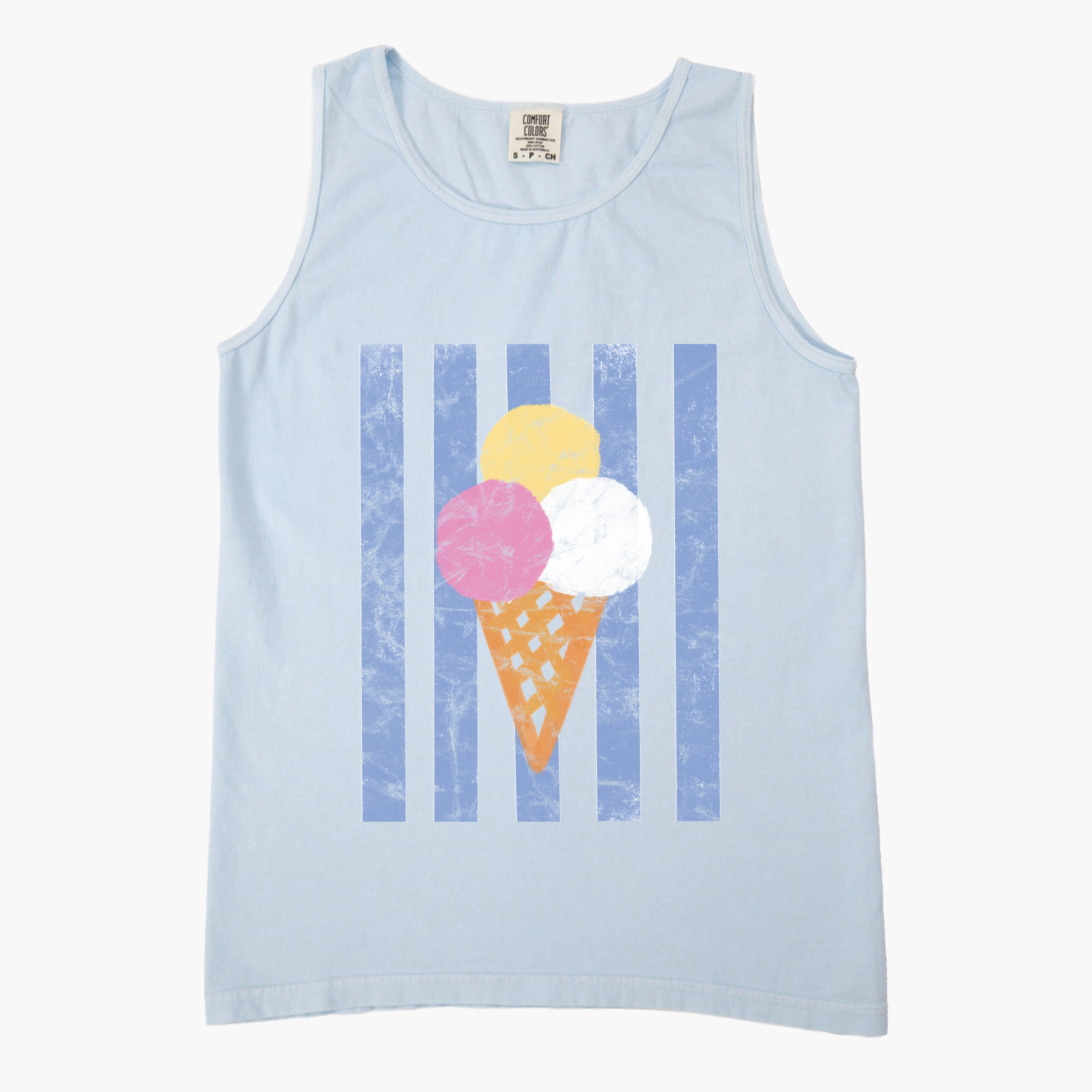 Simply Sage Market - Women's Garment Dyed Graphic Tank Top Ice Cream Cone Stripes