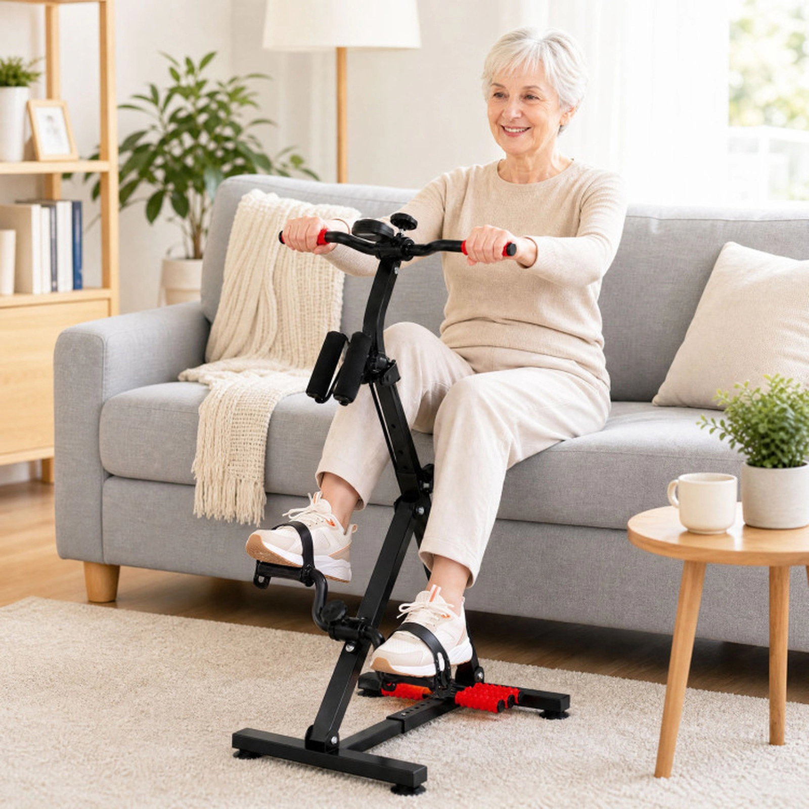 SUGIFT 265-lb Capacity Adjustable Height Pedal Exercise Bike with LCD Monitor Massage Grips and 4-Hole Foot Straps