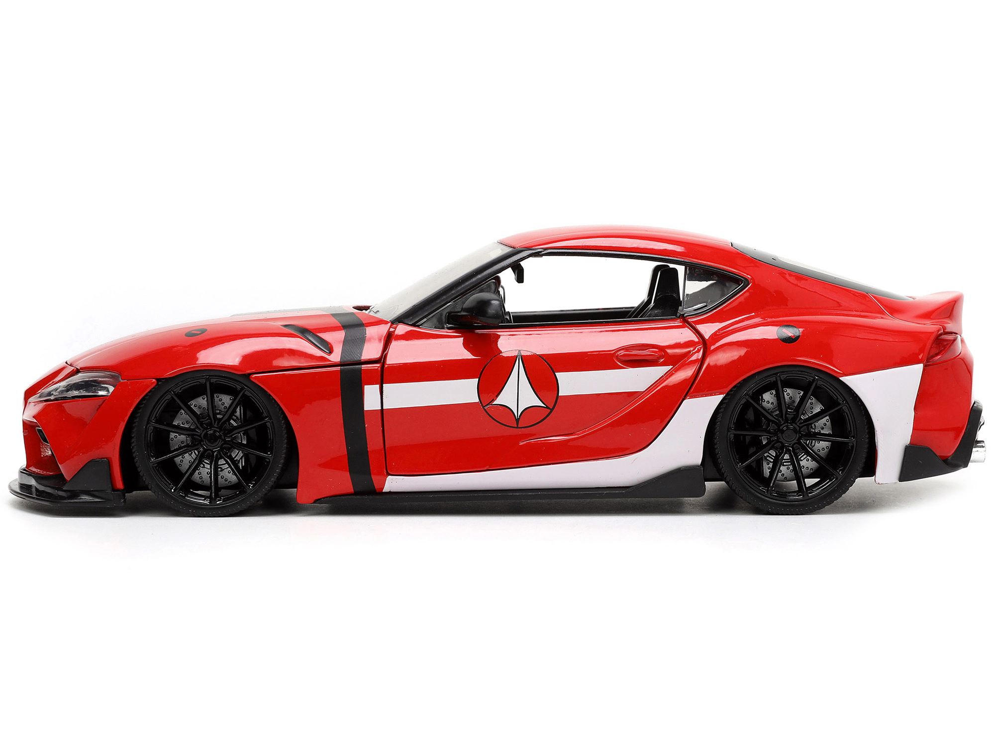 Jada 2020 Toyota Supra Red with Graphics and Miriya Sterling Diecast Figurine "Robotech" "Hollywood Rides"