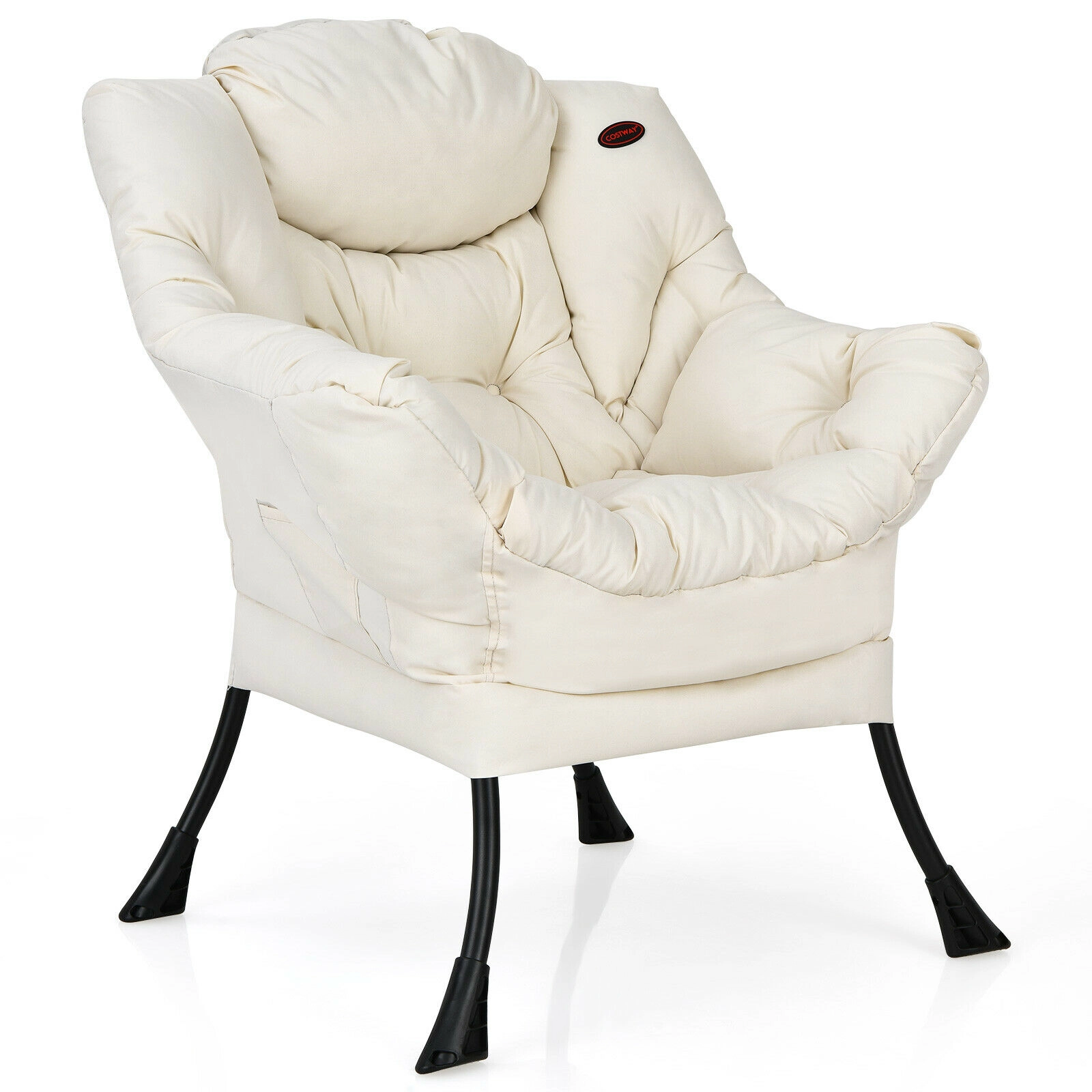 SUGIFT Modern Lazy Chair Single Sofa Chair with Steel Frame 330-lb Capacity Beige