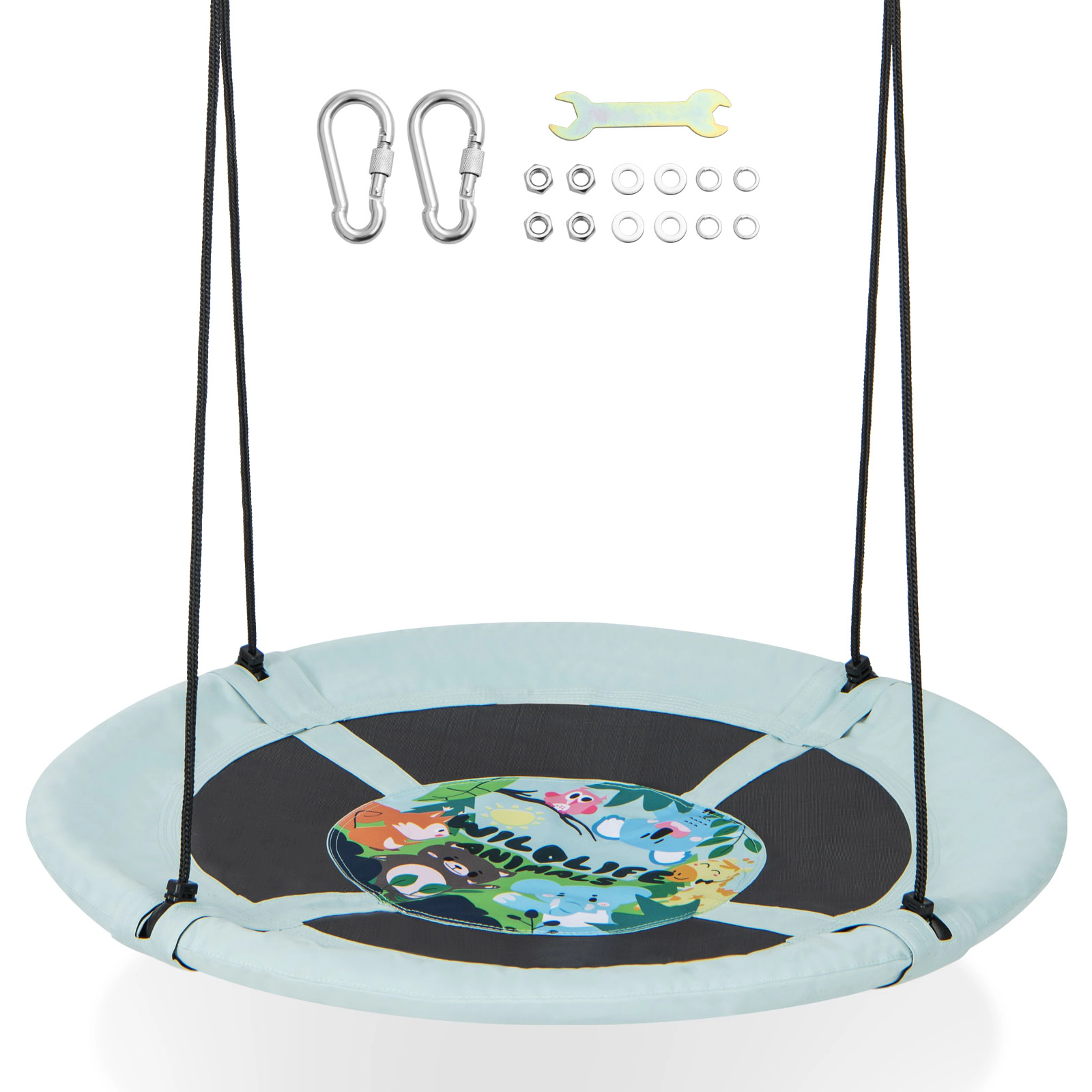 SUGIFT 220-lb 40-in Saucer Tree Swing with Adjustable Ropes 3 Hanging Options and Rust-Proof Galvanized Pipe
