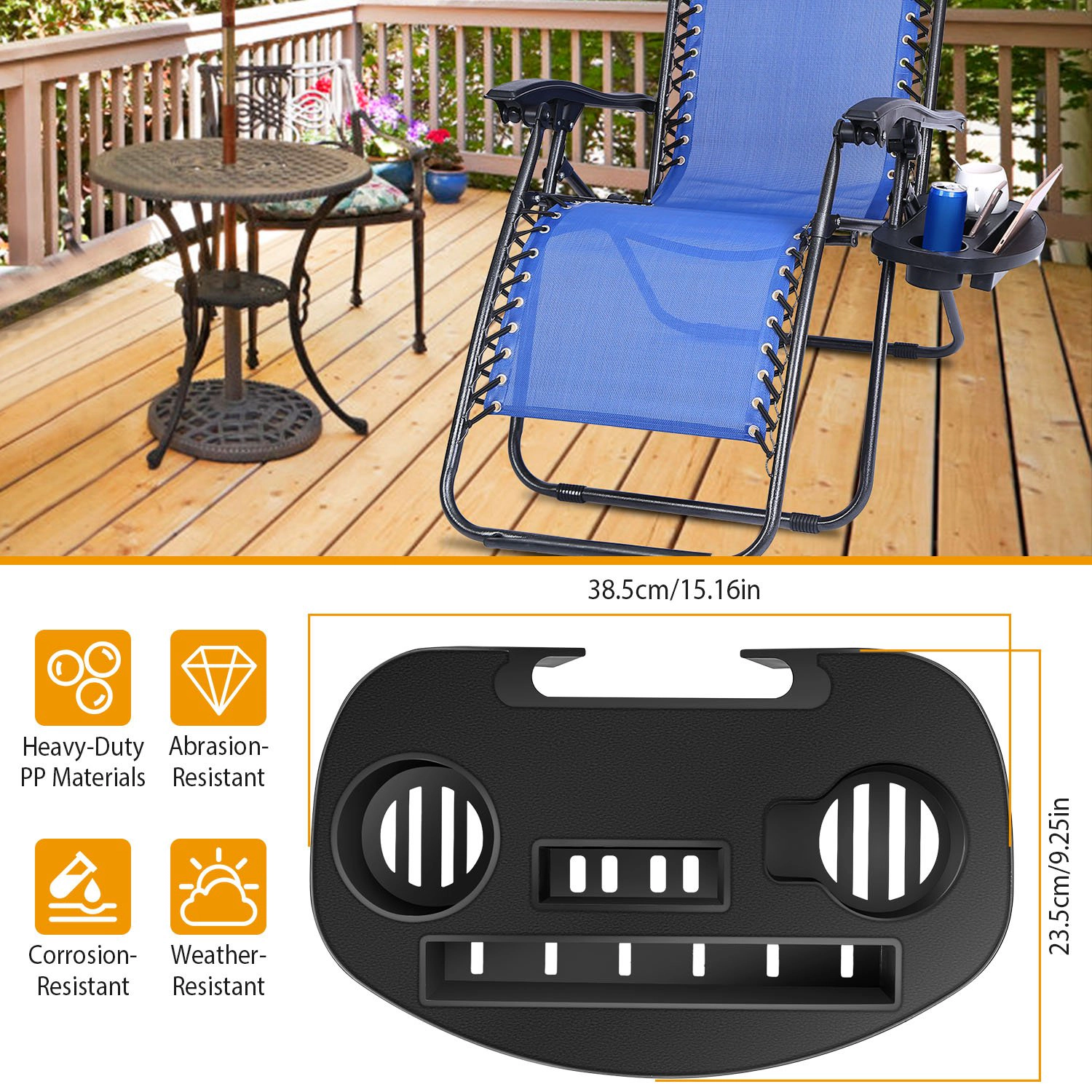 GBruno Clip-On Zero Gravity Chair Side Tray