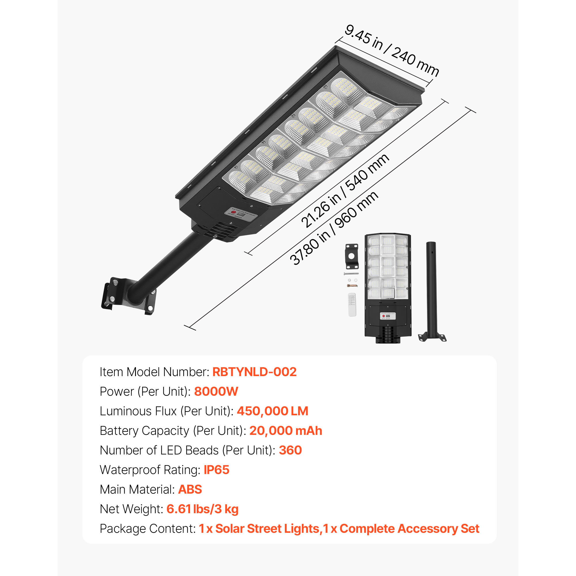 HONGGE Solar Street Light Outdoor, Commercial Parking Lot Light Dusk to Dawn, LED Flood Security Lamp with Motion Sensor