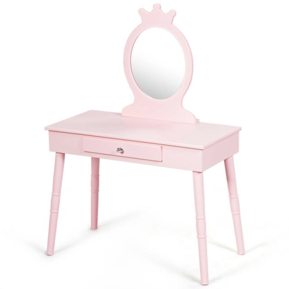 Hivvago Kids Vanity Makeup Table And Chair Set Make Up Stool