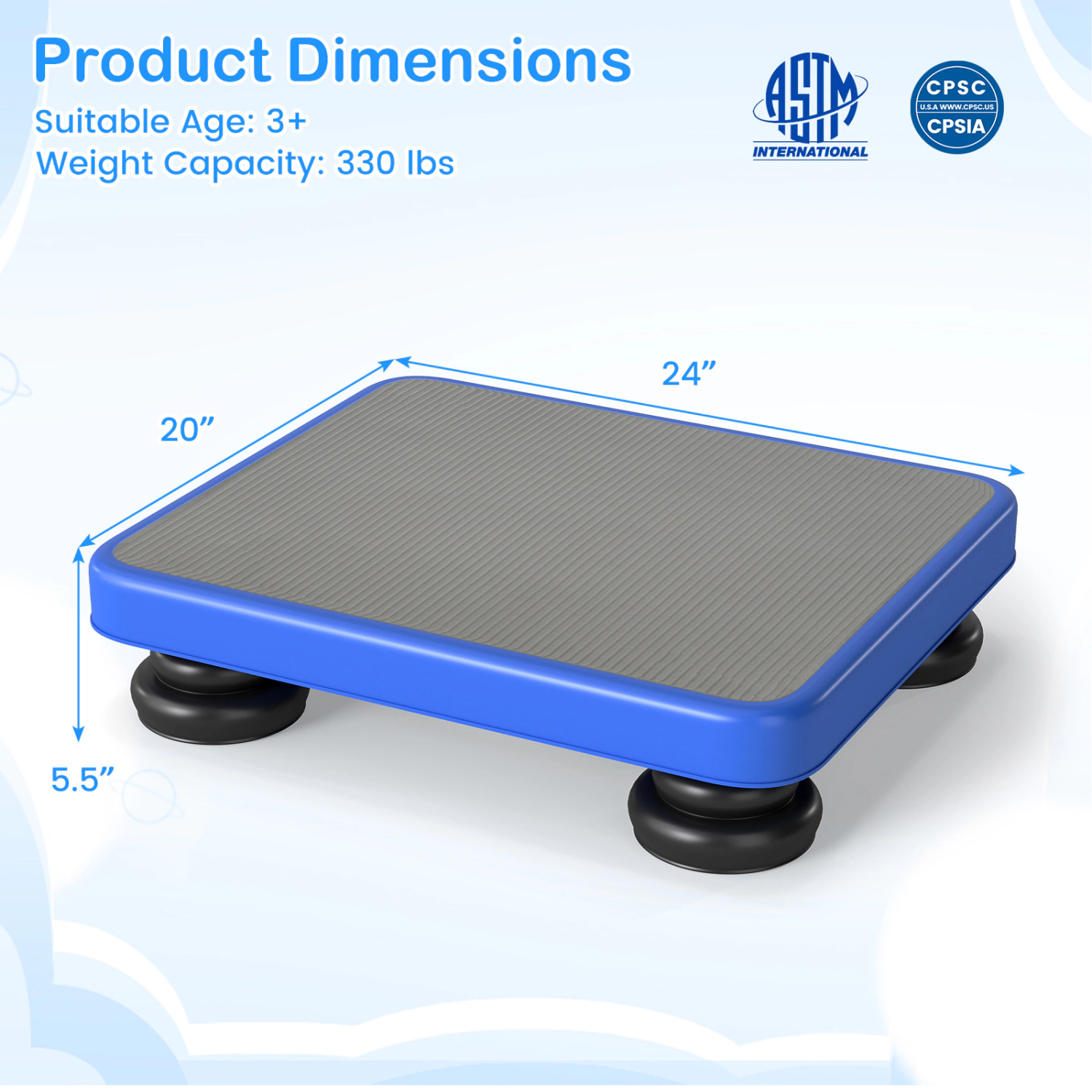 LJG 24x20" Kids Rebounder Bouncing Board with Elastic Rope for Ages 3+