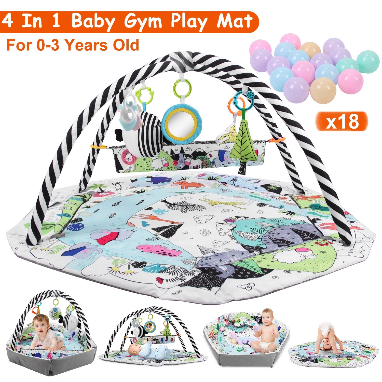 GBruno Kids' Kids' 4-in-1 Baby Gym Play Mat