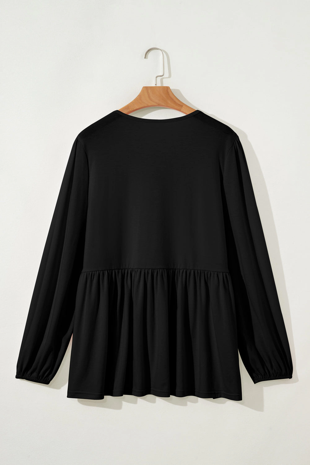 Threaded Pear Meilani Sleeve Peplum Blouse Long PLUS Top