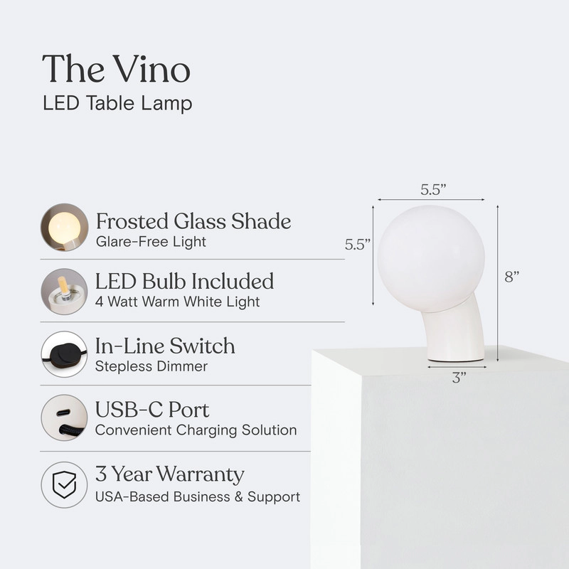 Brightech Vino Glass Globe Desk Lamp
