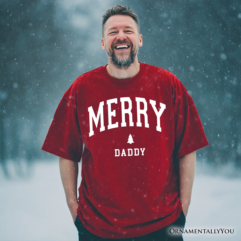 OrnamentallyYou Mens Merry Daddy Retro Christmas T-Shirt