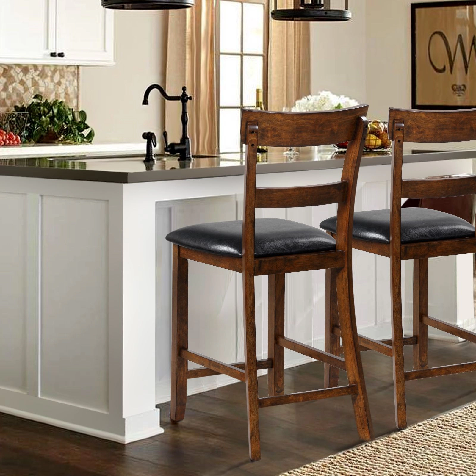 SlickBlue Counter Height Kitchen Chairs with Wood Legs