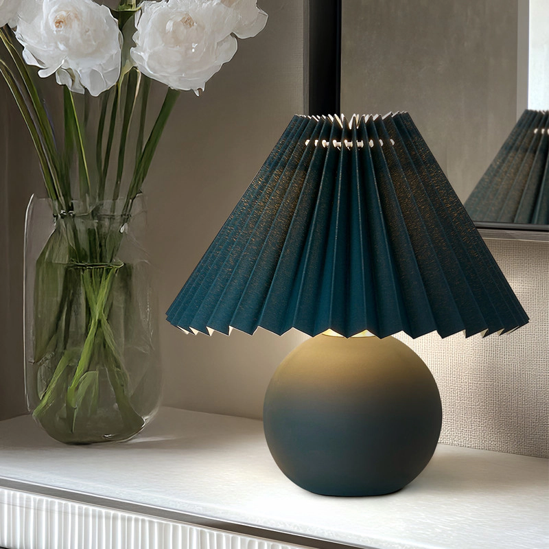 Brightech Serena Ceramic Pleated Table Lamp