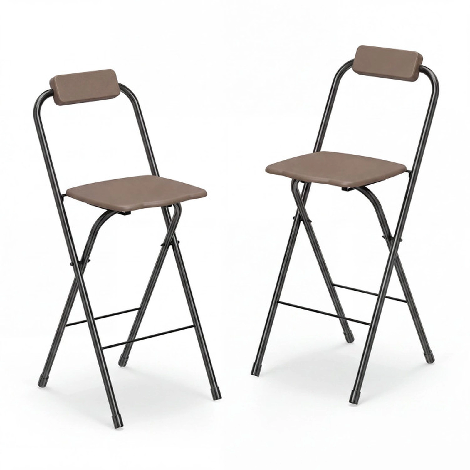 SUGIFT Portable Folding Bar Height Stools 330-Lb Capacity 28-in Seat Height Brown Black