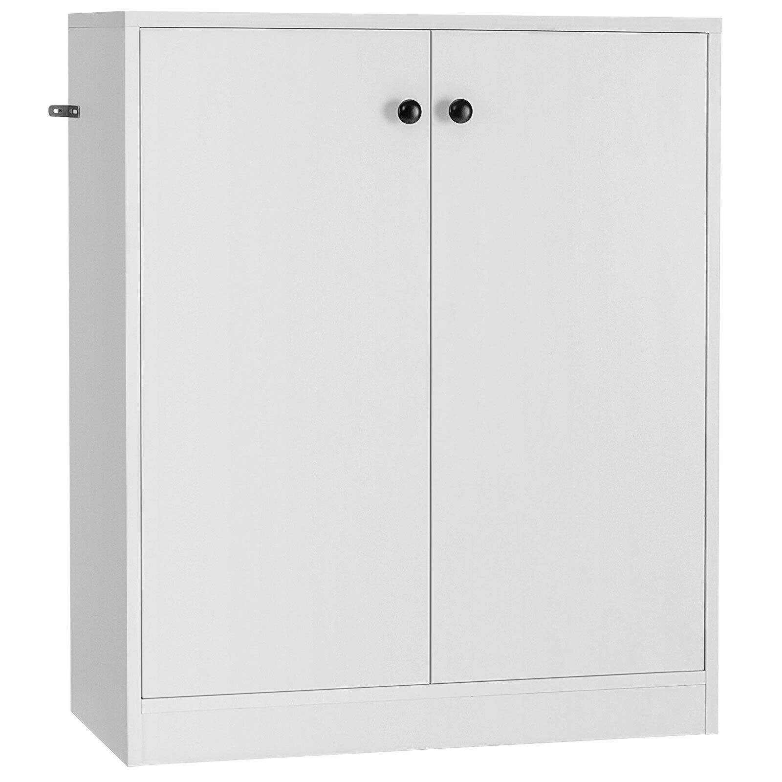 SUGIFT 28-in White Storage Base Cabinet with 2 Doors 3-Tier Shelves and Microwave Stand for Kitchen