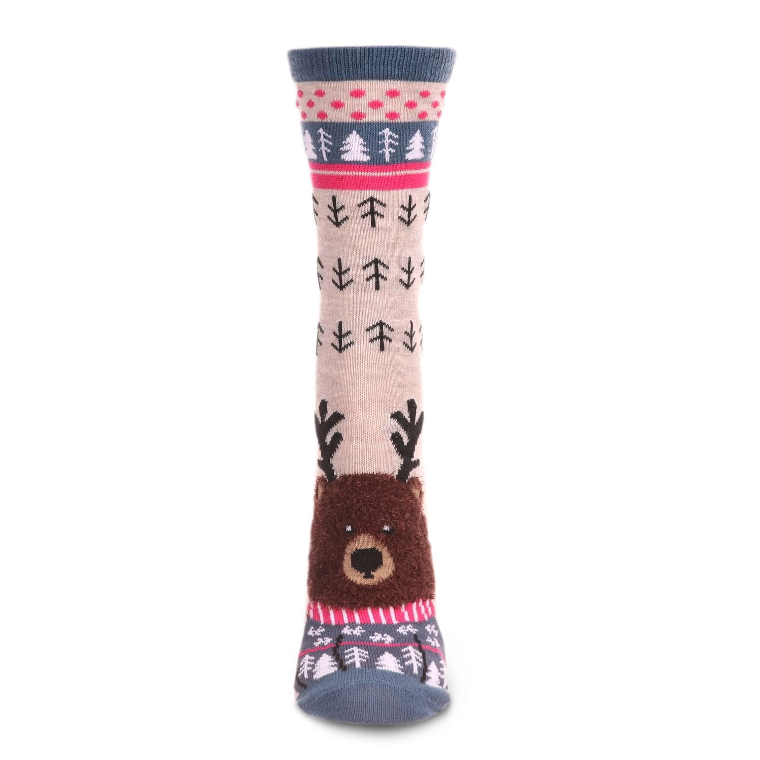 MeMoi Women's Foot Pet Teddy Bear Crew Socks