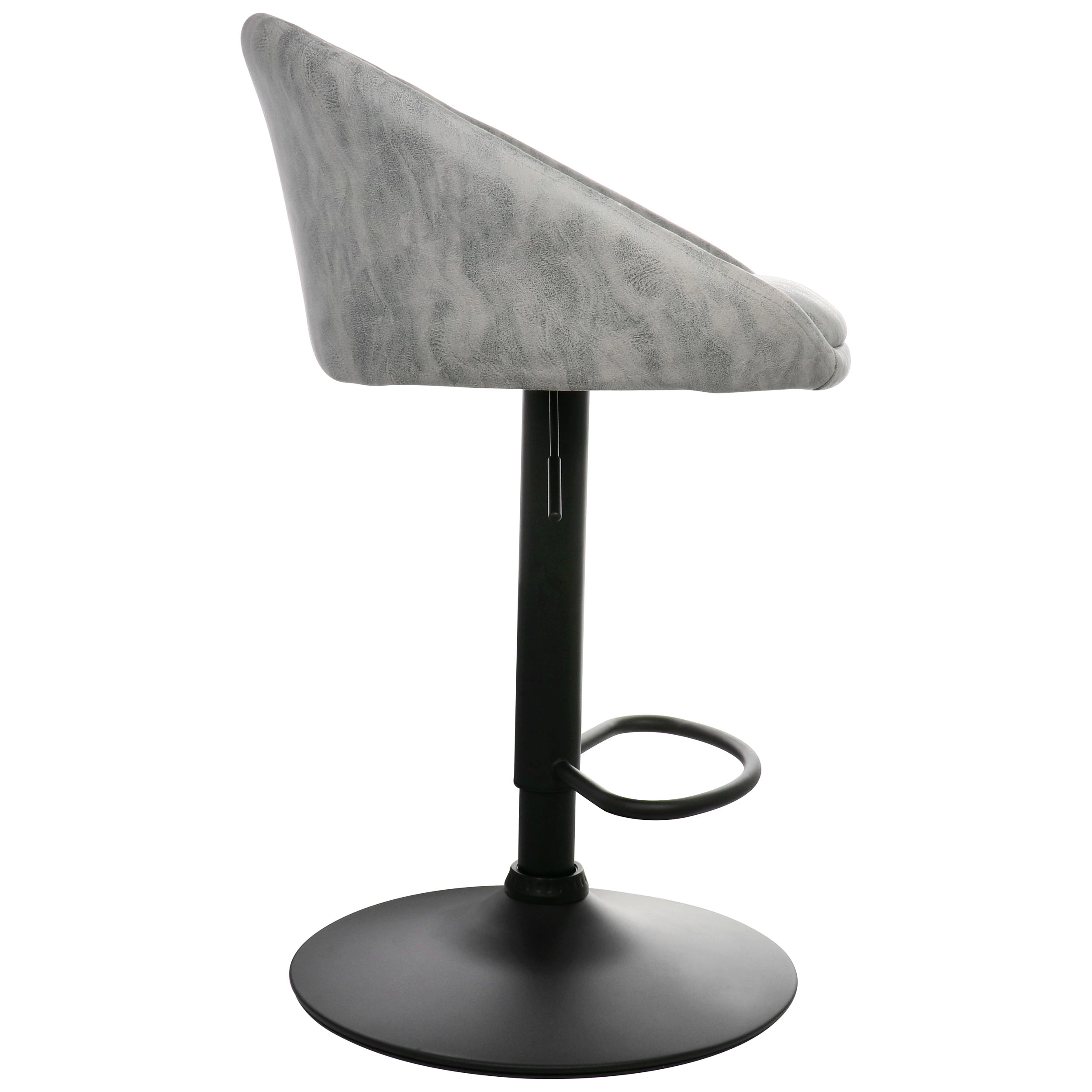 Elama 2 Piece Cloth Adjustable Bar Stool Set in Gray with Black Base