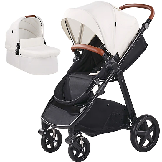 HONGGE 2-in-1 Baby Travel System Stroller with Infant Bassinet, Reversible Seat & One-Button Fold, White