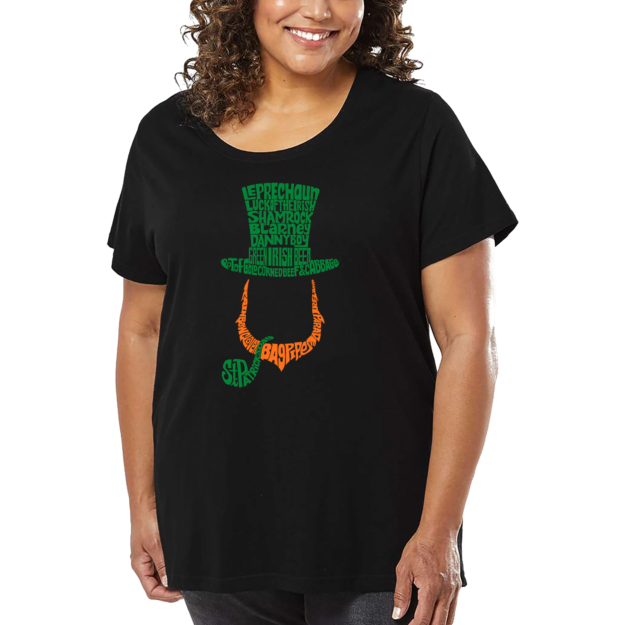 LA Pop Art Women's Plus Word T-Shirt - Leprechaun