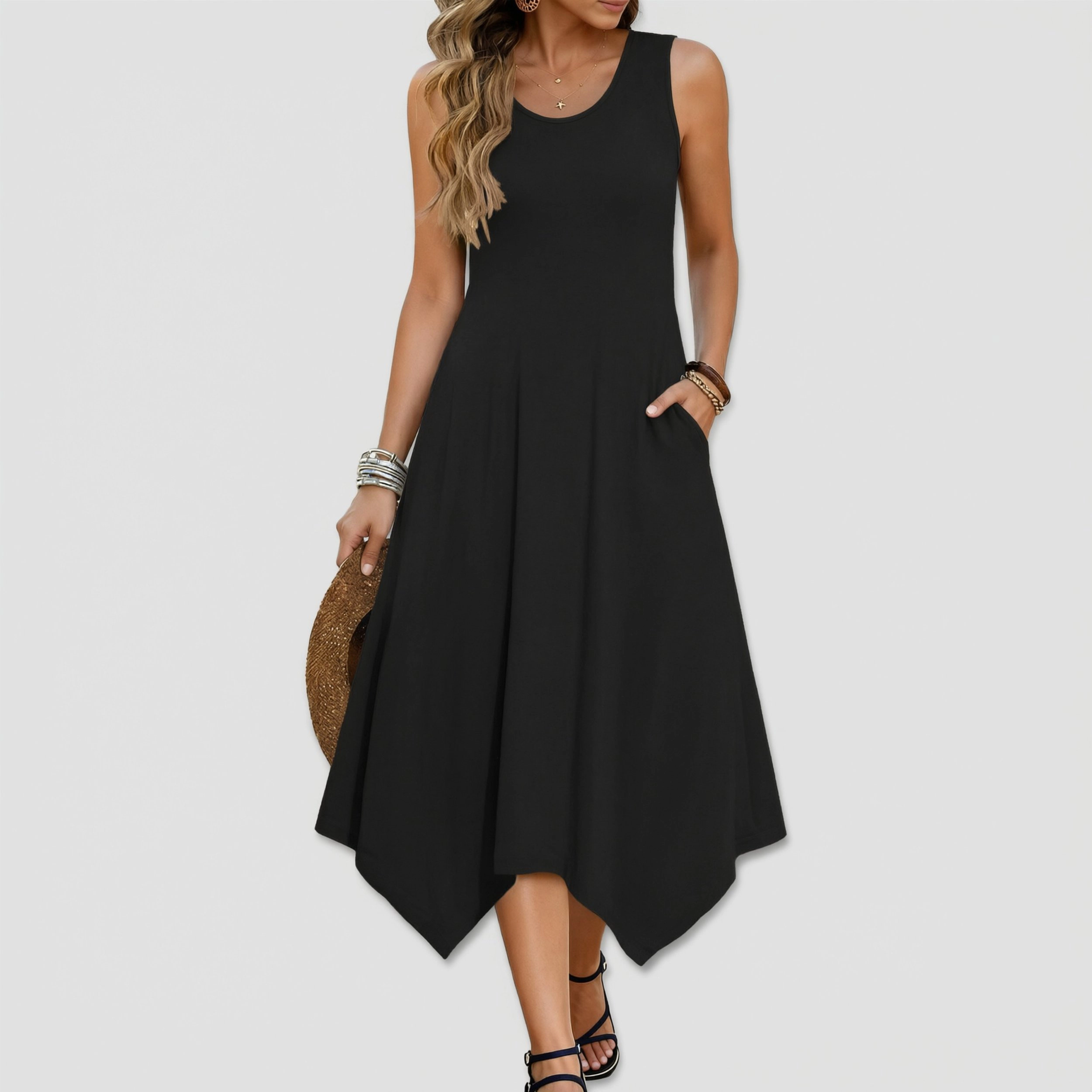 Zeagoo Women's Scoop Neck Sleeveless Maxi Dress